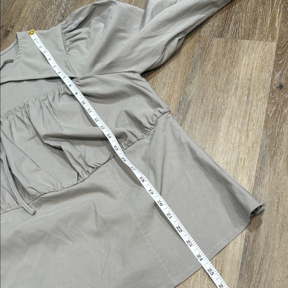 ASOS Curve Size 18 Gray Blouse with Balloon Sleeves and Tie Front - Picture 6 of 7